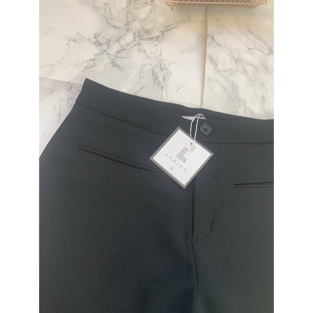 Quần tây công sở ống loe dáng lửng 1 cúc túi bổ -132