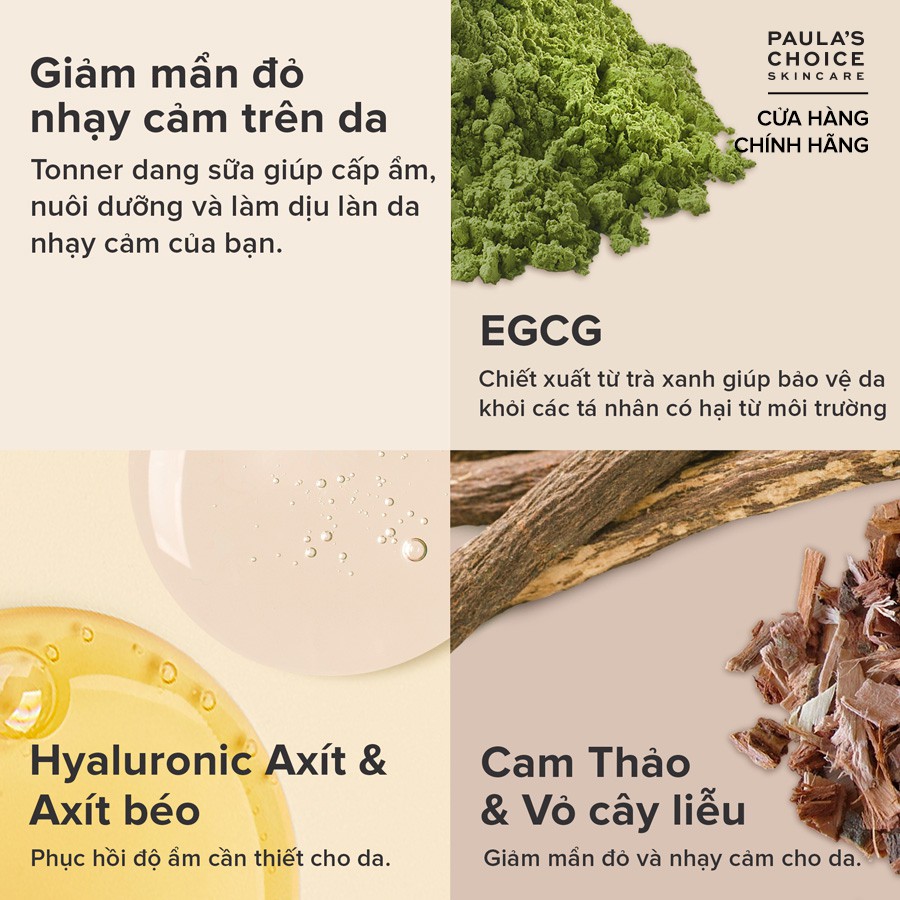 Nước hoa hồng làm dịu mẩn đỏ và phục hồi da khô Paula’s Choice Calm Redness Relief Toner Dry Skin-118ml 9120 | BigBuy360 - bigbuy360.vn