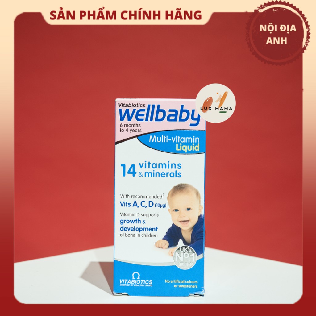 [ Date 2023-CHÍNH HÃNG UK] Vitamin tổng hợp Wellbaby Multi-vitamin cho bé từ 6 tháng đến 4 tuổi