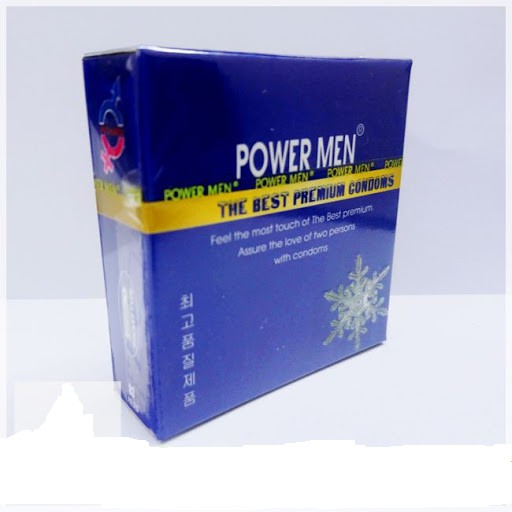 Bao cao su Power Men gai gân Frozen hương bạc hà Hộp 3 chiếc [Chính hãng Hàn Quốc]