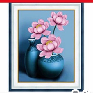 Tranh đính đá bình hoa sen df2561 kt 50x65cm