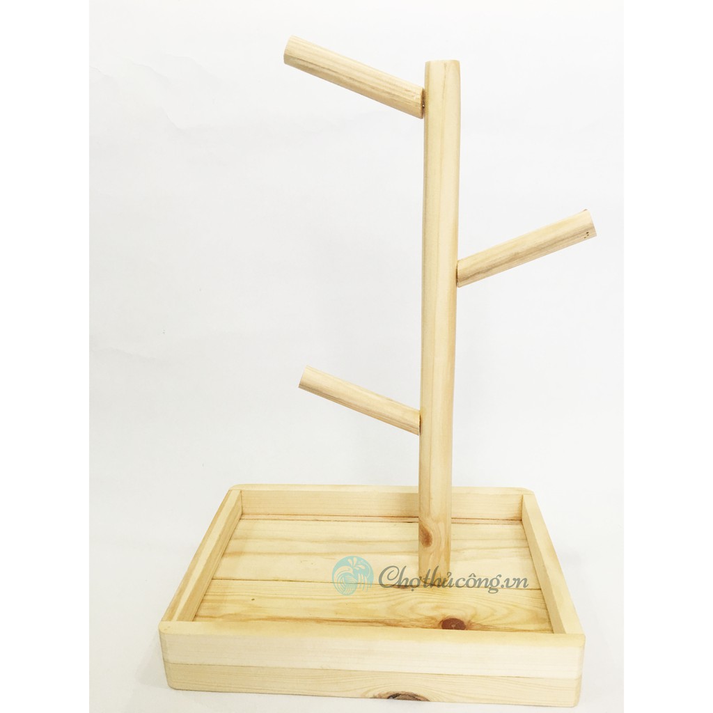 Giá khay gỗ để bàn, Kệ đựng văn phòng phẩm đa năng bằng gỗ tự nhiên 22x15x32cm