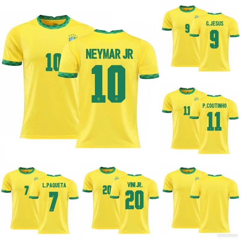 Áo Thun Bóng Đá Gia Đình Dân Tộc Brazil Neymar Paqueta Jesus Viini Coutinho Plus size Cho Unisex