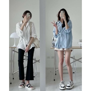 [ẢNH THẬT/SẴN] Áo sơ mi buộc vạt chéo