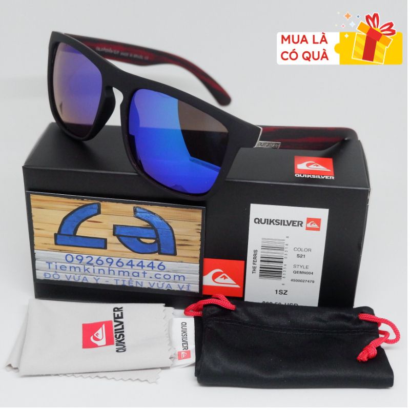 Kính Mát thời trang nam nữ QuikSilver Ferris mắt cam, Dáng vuông dễ đeo, Chống uv400 - vân gỗ