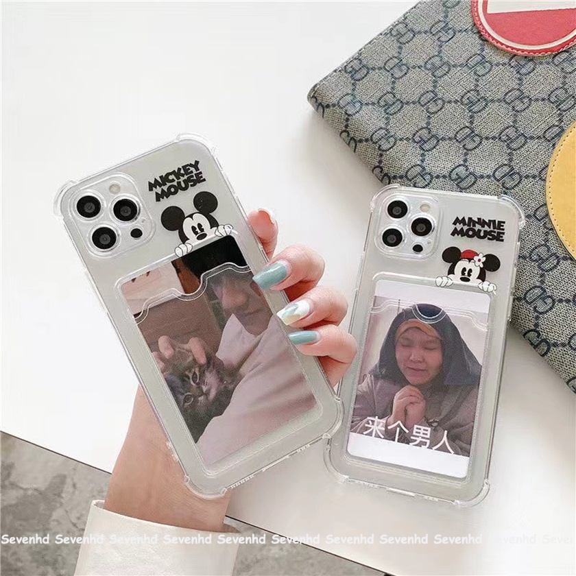 Ready Stock Ốp Điện Thoại Mềm Trong Suốt Có Ngăn Đựng Thẻ Cho Compatible For iPhone 13 12 11 Pro Max Se2020 X Xr Xs Max 7 8 6 6S Plus