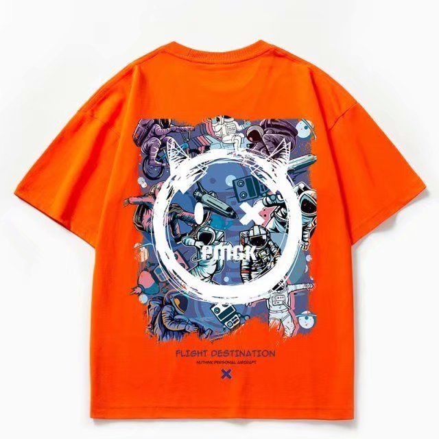 Áo Thun Tay Lỡ Dáng Rộng In Hình Mặt Cười Phong Cách Hip Hop Thời Trang Cho Nam