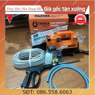 Máy xịt rửa xe mini áp lực cao chỉnh áp Tanaka 2500W , Máy rửa xe gia đình – Tặng bình tạo bọt