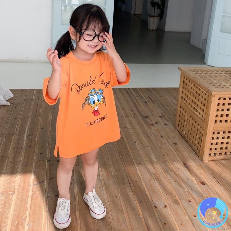 Đầm cotton in hình họa hình dễ thương cho bé gái 0-7 tuổi