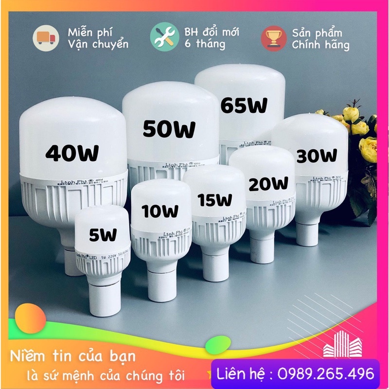 Bóng Đèn Led Trụ 5W 10w 20w 30w 40w 50w 60w