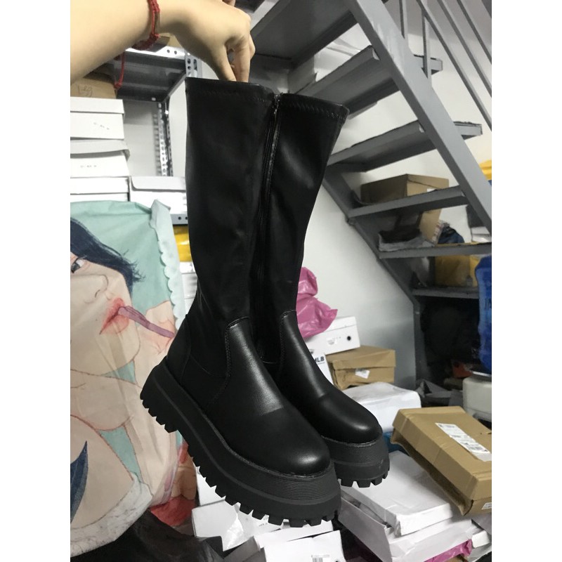 Giày bốt đùi nữ ulzzang B71 2 kiểu đế cao 5cm boots dưới gối | BigBuy360 - bigbuy360.vn