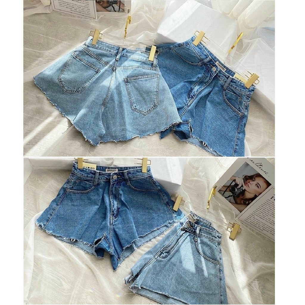 Quần đùi jean ống rộng nữ dáng A QJ591