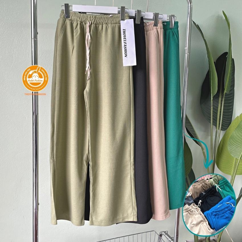 Quần Ống Rộng Chất Xốp Dây Rút Bản To Lưng Cao 5 Màu - thoyeufashion