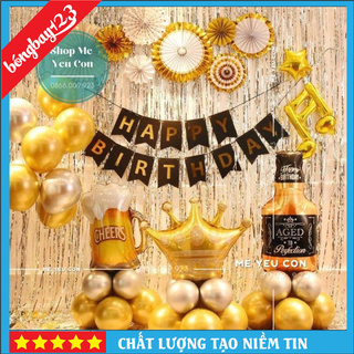 Set Sinh Nhật Siêu Nhũ Cho Bé Trai Bé Gái Mẫu Mới, ComBo Trang Trí Sinh Nhật Màu Vàng Màu Hồng Hot Nhất 2021