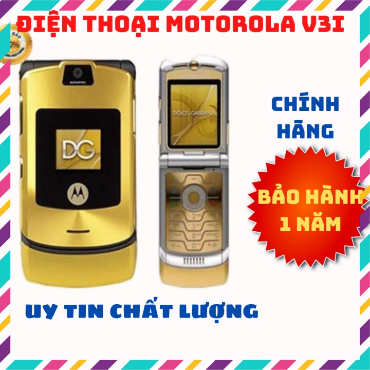 [Mã 2611DIENTU500K hoàn 7% đơn 300K] Điện thoại Motorola V3i nắp gập (CHÍNH HÃNG - Bàn phím thép - Kèm Pin Sạc)