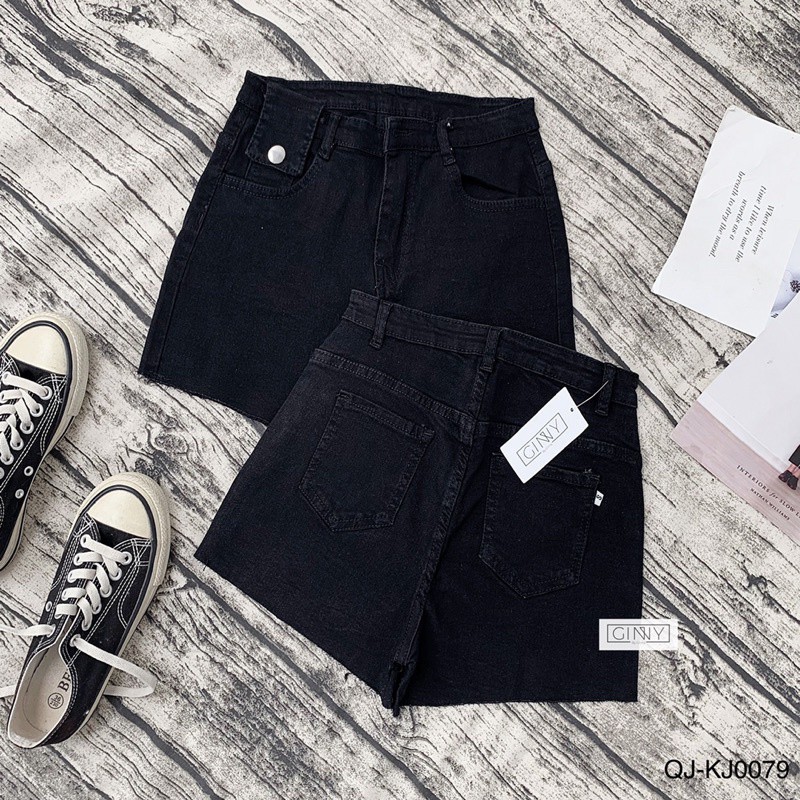 QUẦN SHORT JEAN ĐEN KI-0079|Thời Trang|Phong Cách