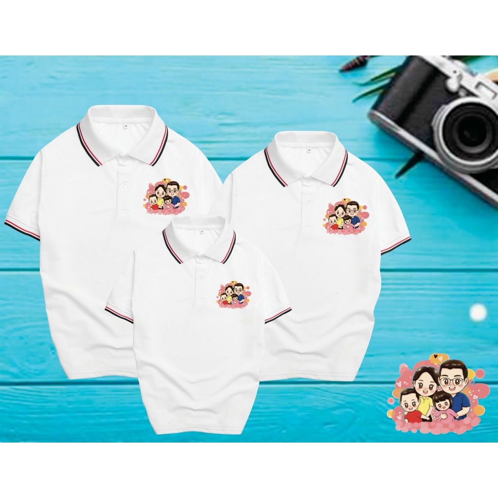Áo Gia Đình 4 Người Có Cổ .Chất Liệu Poly Thái 4 Chiều Đủ Size Cho Tất Cả Các Thành Viên Trong Gia Đình Từ 8 Đến 100kg .