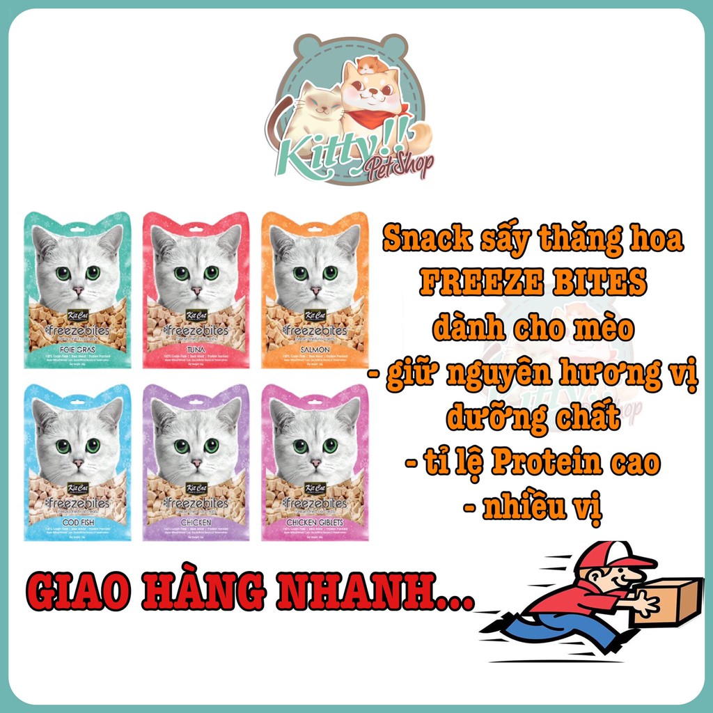 Snack Freeze Bites Kit Cat - thịt sấy lạnh công nghệ mới từ Kit Cat - bánh thưởng sấy thăng hoa cho mèo