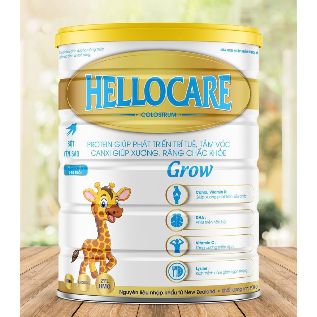 Sữa bột dinh dưỡng Hellocare Grow trọng lượng 400g và 900g