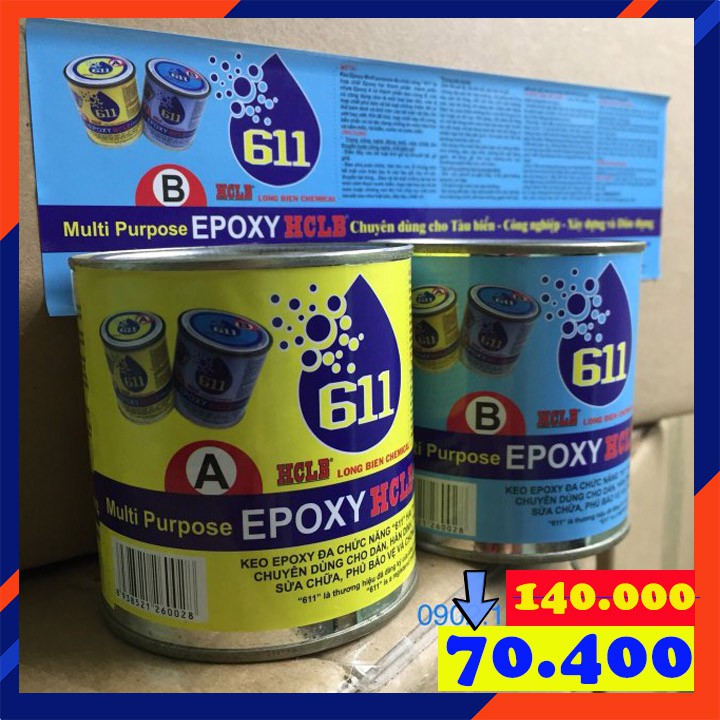 Keo dán đa năng Epoxy 611 - 273g, SIÊU CHẮC BỀN : Đá, Nhựa, Gỗ, Kim Loại ..