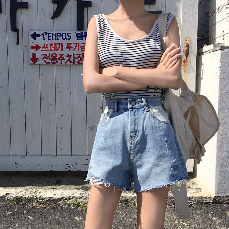 Quần ngắn denim Xiaozhainv phong cách Hàn Quốc cho nữ | BigBuy360 - bigbuy360.vn