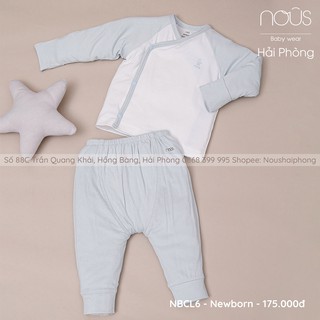 Nous Bộ Cài Lệch Trắng Xanh Lơ Nhạt NB (Size Sơ Sinh)