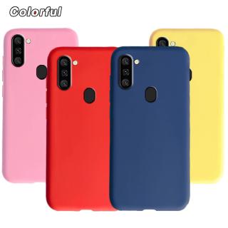 Ốp điện thoại TPU silicon mặt nhám màu kẹo trơn thời trang cho Samsung Galaxy A11