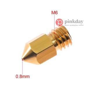 Ready stock 1pc 3D Printer Extruder Brass Nozzle M6 Thread Printer Head 0.8mm Output for MK8 3D Printer 1.75mm Filament