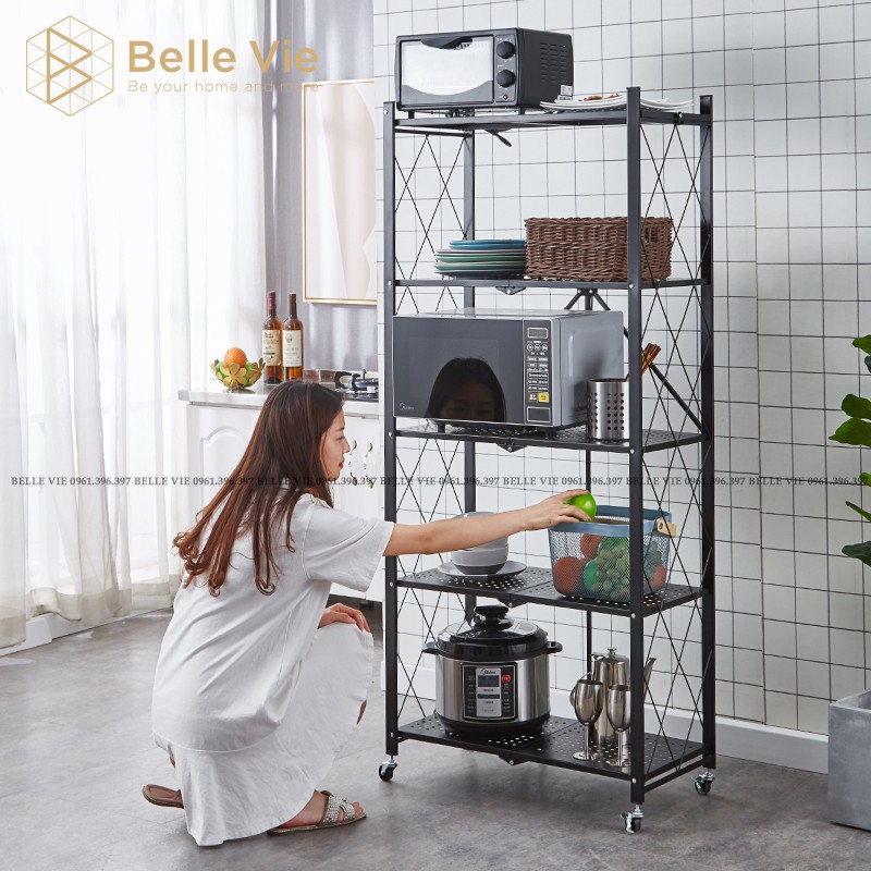 Kệ Sắt Gấp Gọn BELLEVIE Kệ Sắt Đa Năng Kệ Bếp Có Bánh Xe Sơn Tĩnh Điện Cao Cấp