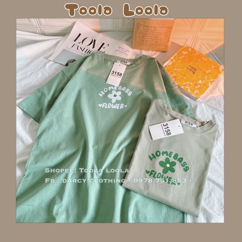 Áo thun 3158 ✨ FREESHIP ✨ áo thun quảng châu bông hoa xanh