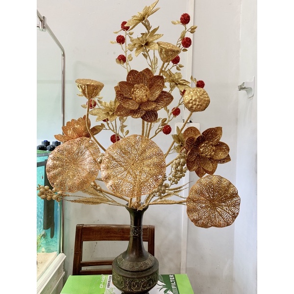 cành sen vàng bày thờ/ trang trí nhà cửa