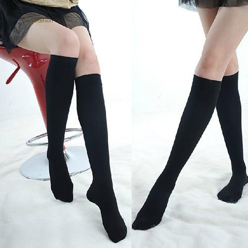 Tất đầu gối phối màu trơn thiết kế đơn giản hợp thời trang cho nữ