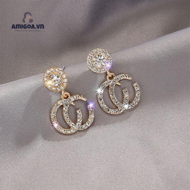 ✨✨Khuyên Tai Đính Kim Cương Lấp Lánh Chống Dị Ứng Cao Cấp Thời Trang