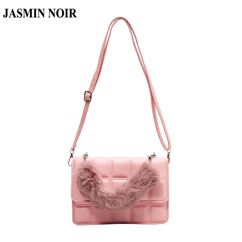 Túi đeo chéo vai JASMIN NOIR họa tiết vân ô ca rô có khóa cài chần bông dành cho nữ