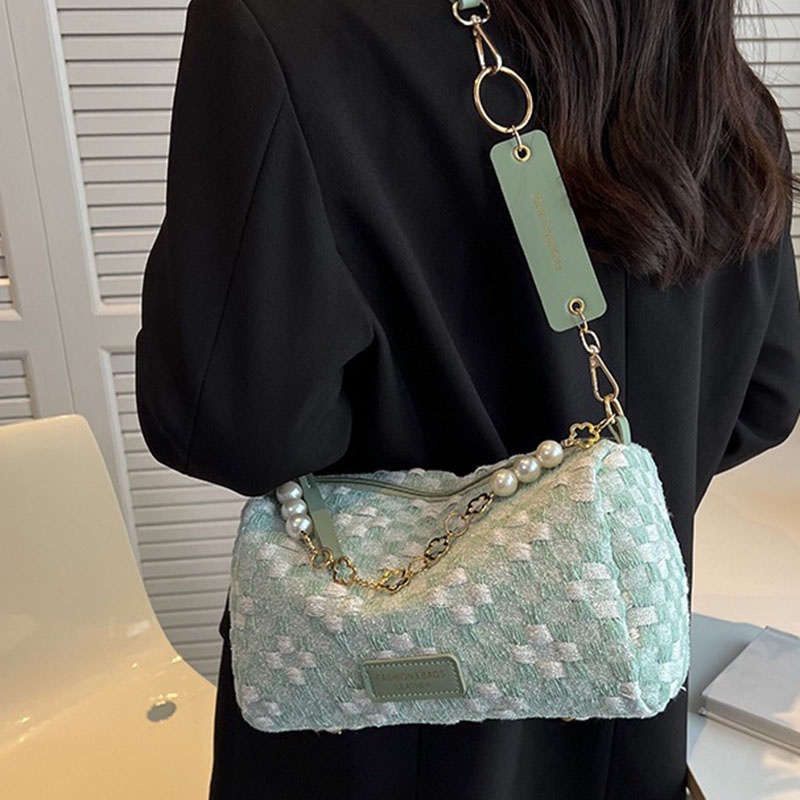 Túi đeo chéo IELGY cỡ nhỏ họa tiết sọc caro thời trang dễ phối đồ dành cho nữ