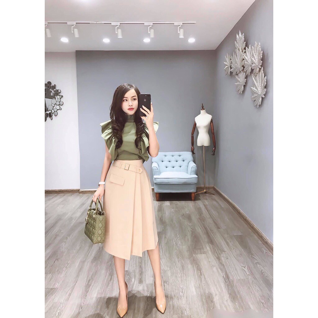 Chân váy công sở dáng xòe nhẹ