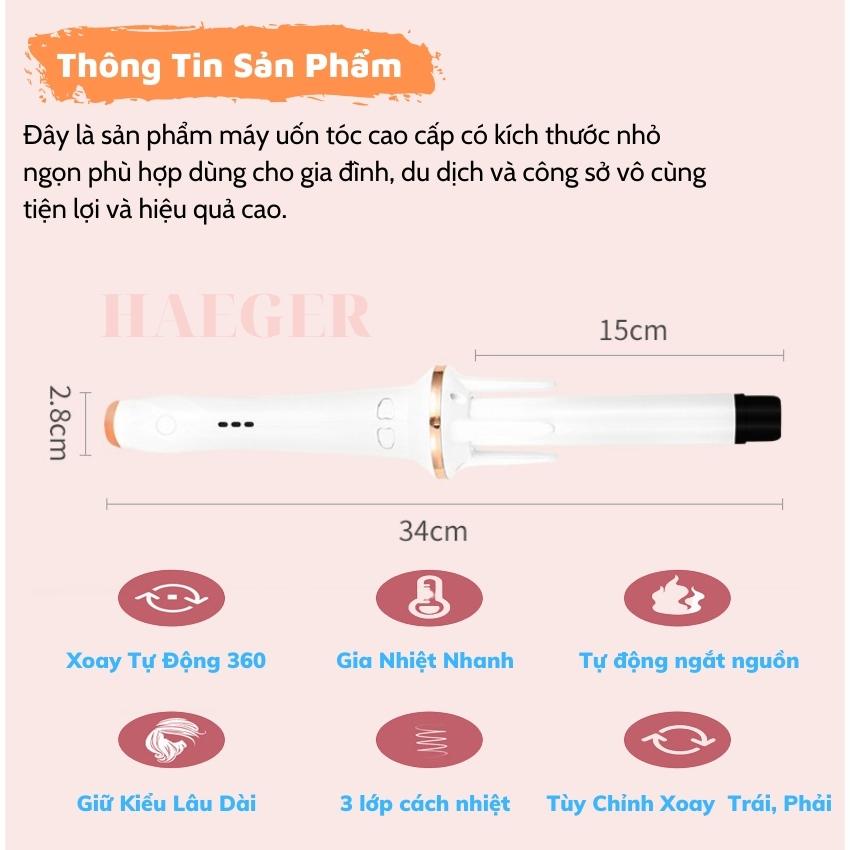 Máy uốn tóc xoăn sóng tự động cao cấp, máy làm tóc tự xoay cao cấp chất liệu gốm sứ size 28mm