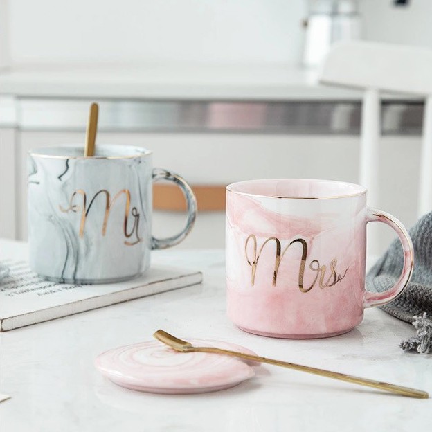 Ly cốc sứ CẶP ĐÔI cao cấp Mr & Mrs có HỘP QUÀ cực đẹp