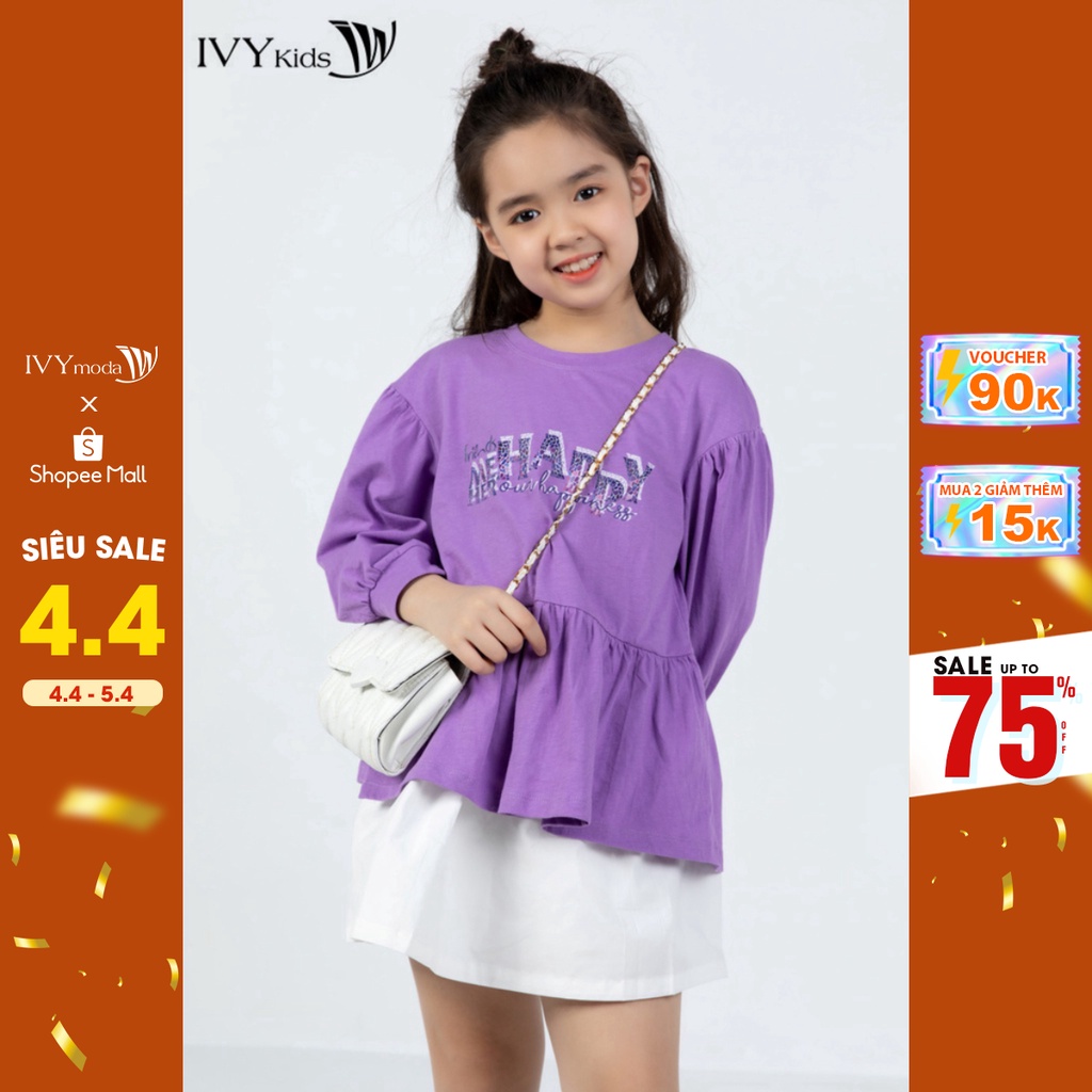 [NHẬP WABRTL5 GIẢM 10% TỐI ĐA 50K ĐH 250K ]Áo thun bé gái dáng peplum Happy IVY moda MS 58G1401