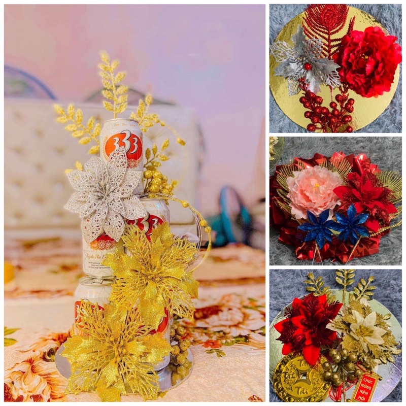 Set phụ kiện làm tháp lễ,đồ trang trí tháp nước,tháp bánh,combo set phụ kiện kim tuyến,nhũ làm tháp ngày lễ tết