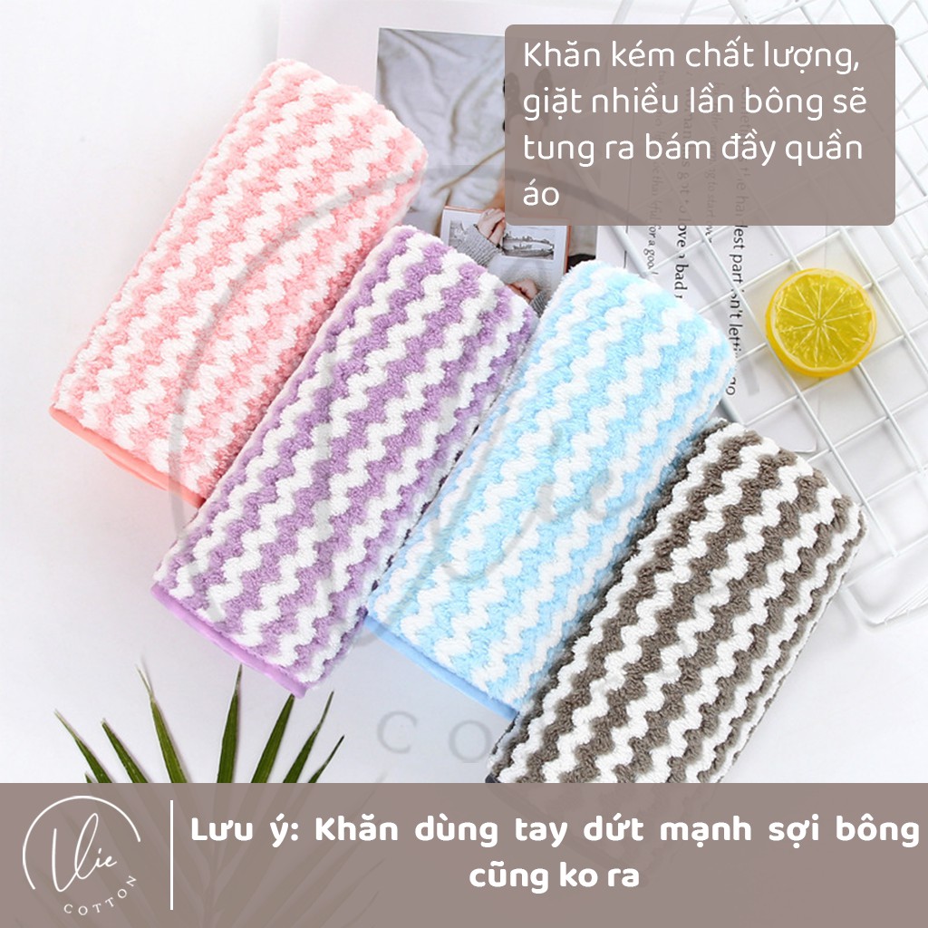 Khăn mặt lông cừu sọc cao cấp Viecotton siêu thấm hút siêu mềm - Cam kết khăn không rụng bông &amp; giao đúng màu