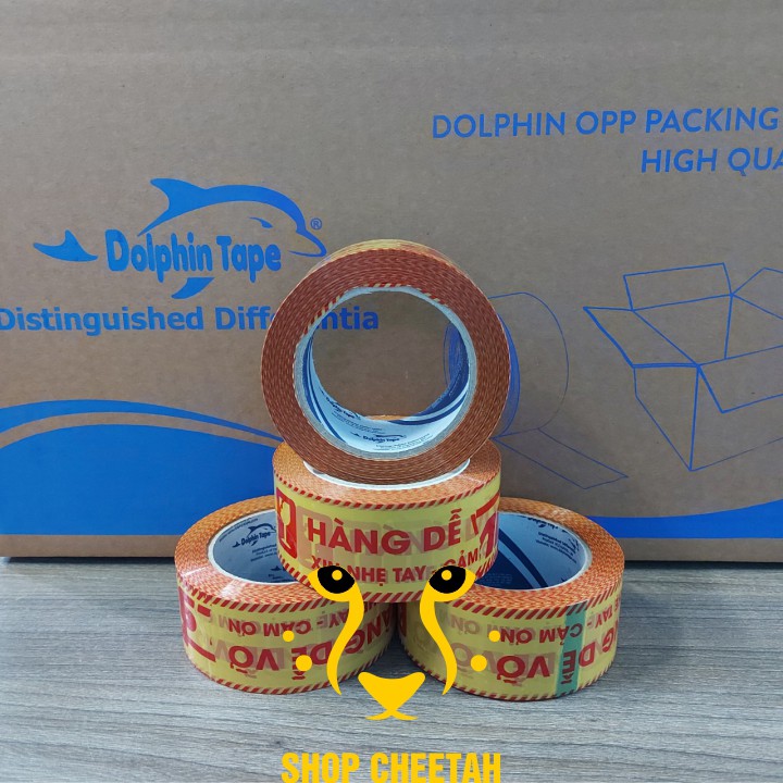 6 Cuộn [ HÀNG DỄ VỠ ] Băng dính in chữ quy cách 48mm x 100Y – Nhãn hiệu Dolphin