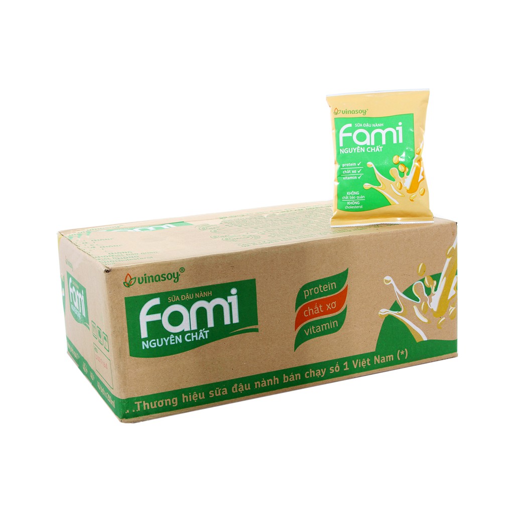 Sữa đậu nành Fami Canxi/ Nguyên chất bịch 200ml (thùng 40 bịch)