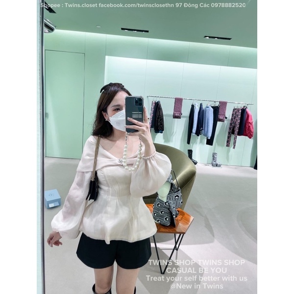 SET ÁO RỚT VAI NƠ + CHÂN VÁY ĐEN