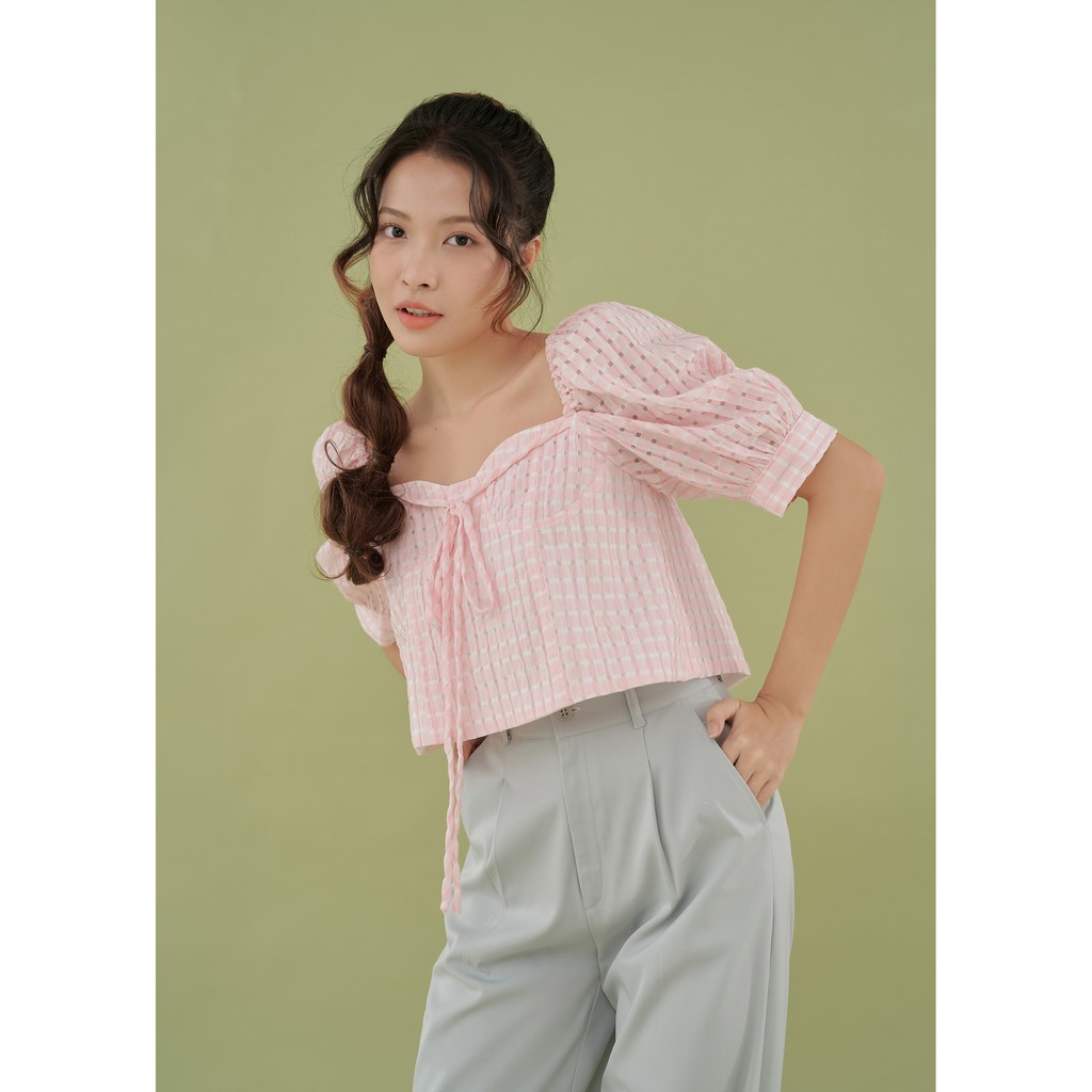 Áo crop top tay phồng dáng áo chữ a Puffy Top By Gum