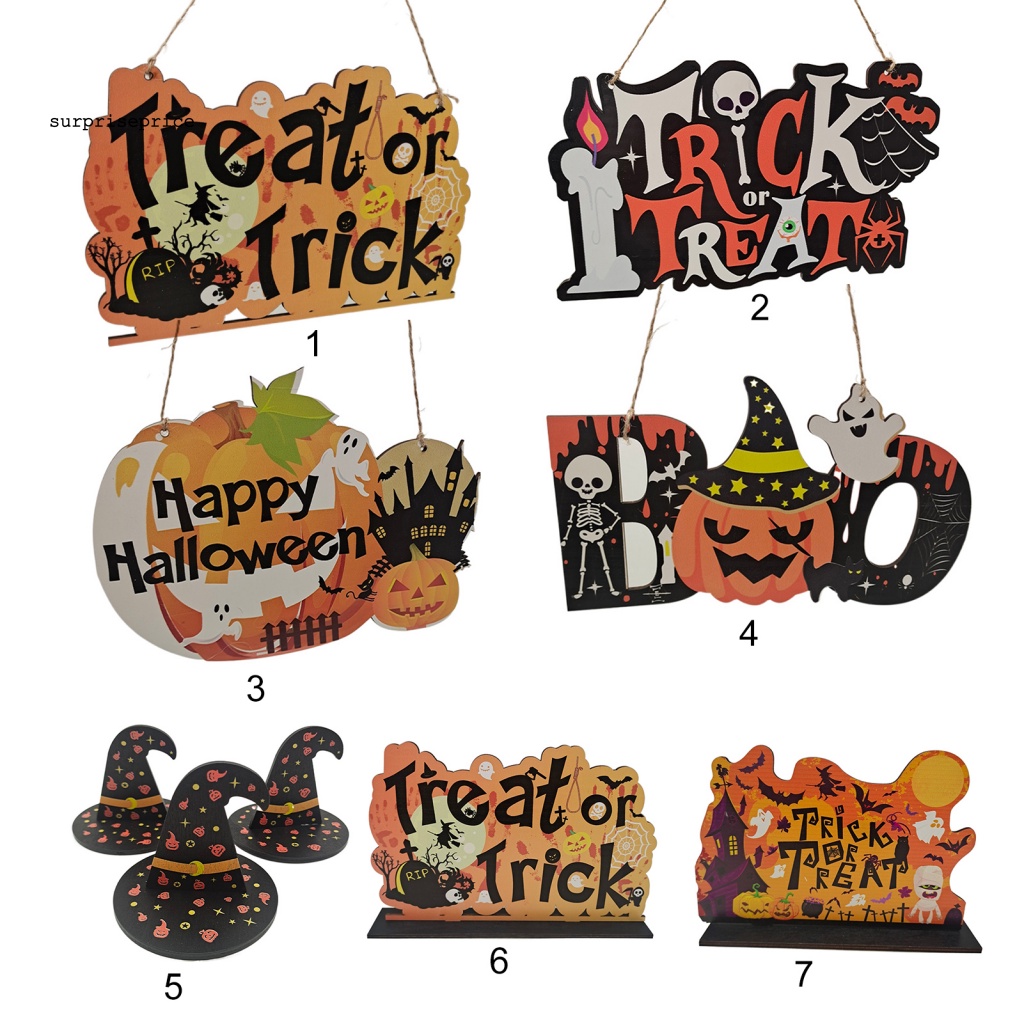 Bảng Gỗ Treo Tường Trang Trí Halloween Hình Bí Ngô