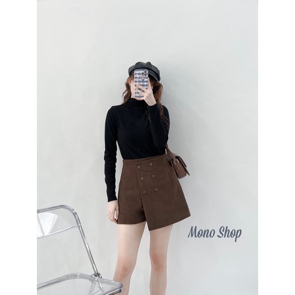 Quần giả váy nhung gân đắp sáu nút chất đẹp Ảnh thật/ sẵn