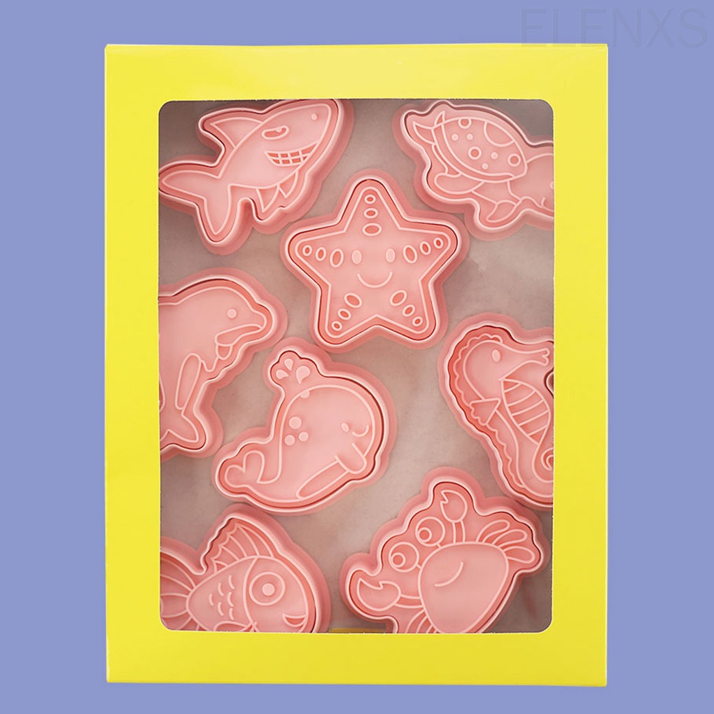 Bộ 8 khuôn nhấn tạo hình bánh quy hình động vật hoạt hình 1 ELEN