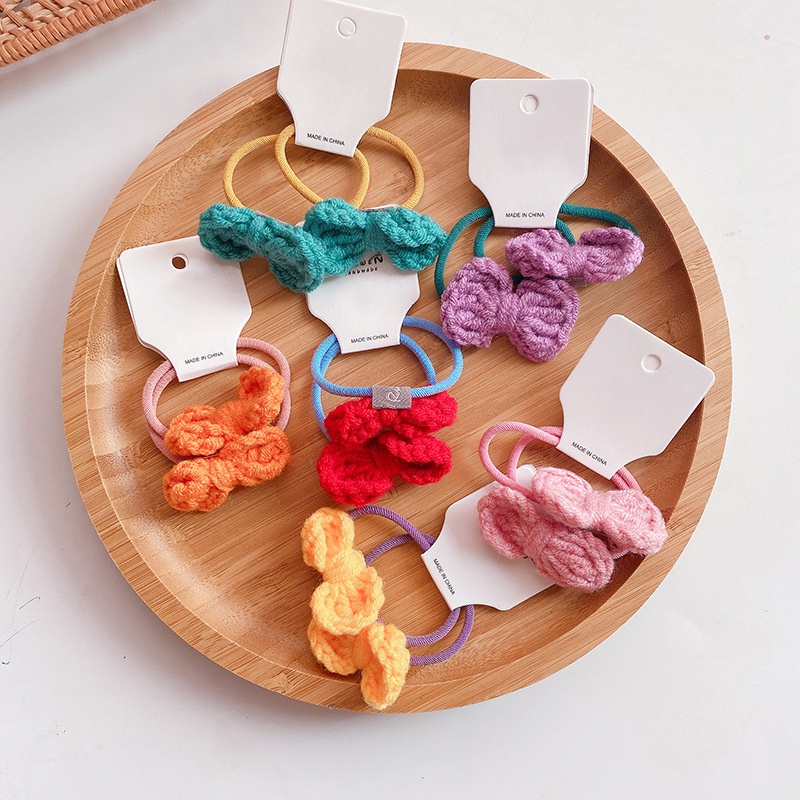 Set 2 dây buộc tóc cao su acrylic màu trơn 6 màu dễ thương cho bé gái