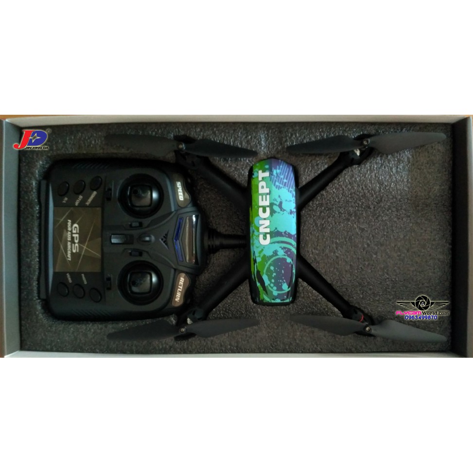 Flycam JXD 518 Tracker GPS 720P HD camera màu xanh